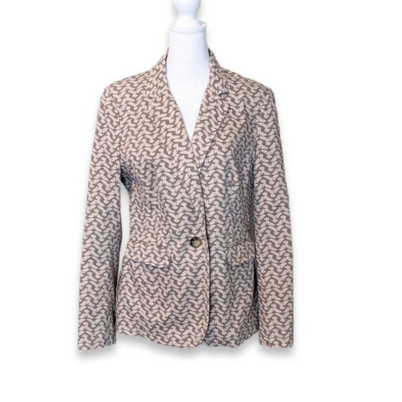Boden Jackets & Blazers - BODEN Blazer Bird Print Cotton Canvas Lined Jacket Office Casual Cream Size 8
